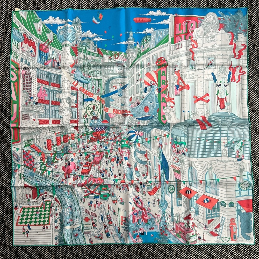 Hermes Le Grand Prix du Faubourg Scarf 90